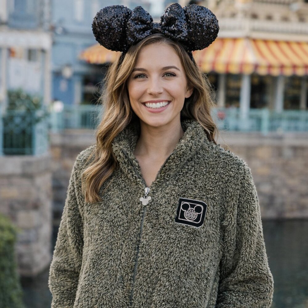 Women's Disney zip up fleece - sz 1X - gray/white